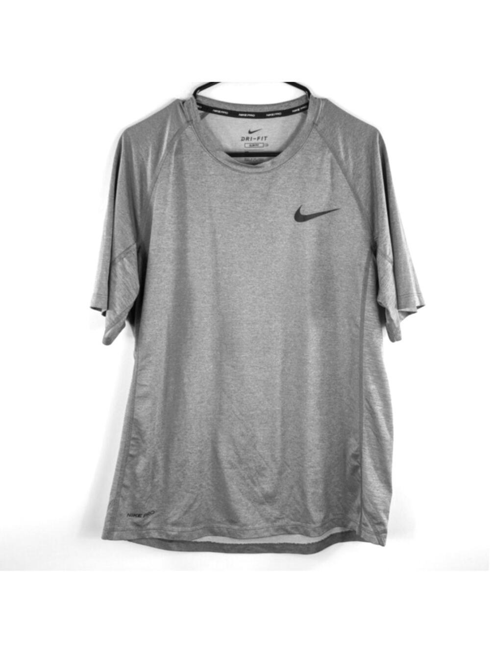 Nike Pro Large Dri-FIT Slim Fit Performance Training Shirt Gray Activewear Sport